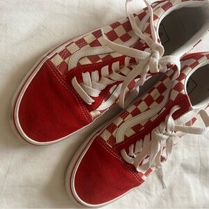 Red and White Checker Low-Top Vans
